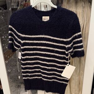 KHAITE Luphia Silk and Cashmere, Midnight and Ivory Striped Knit Top